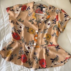 Striped floral peplum top